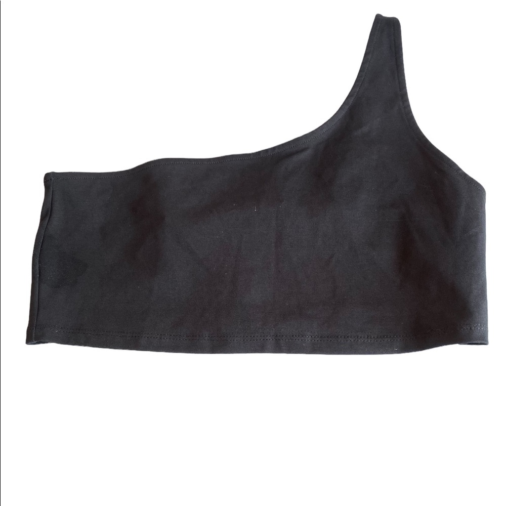 Zara One Shoulder Strap Black Crop Top